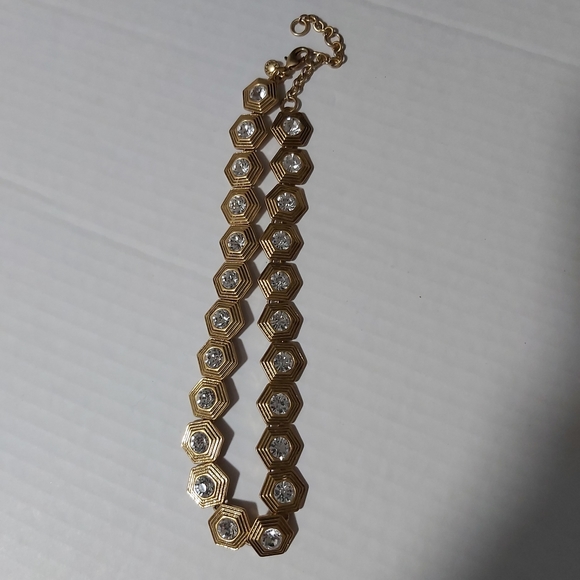 J.Crew gold tone with rhinestones statement neckalce, 17 5/8" - Picture 6 of 6